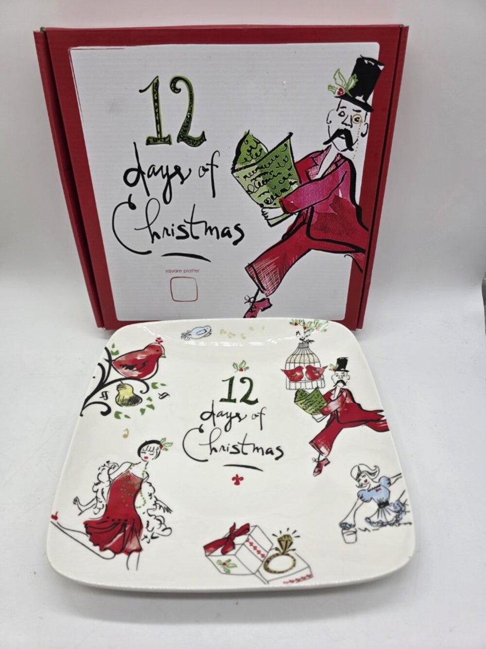 Lenox 12 Days of Christmas Square Platter, 10.25 " NIB Holiday Serving Platter